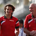 Roberto Merhi (ESP) Marussia and John Booth (GBR) Marussia Team Principal at Formula One World Championship, Rd10, Hungarian Grand Prix, Practice, Hungaroring, Hungary, Friday 24 July 2015. © Sutton Motorsport Images