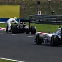 Fernando Alonso (ESP) McLaren MP4-30 pushes his car in Q2 at Formula One World Championship, Rd10, Hungarian Grand Prix, Qualifying, Hungaroring, Hungary, Saturday 25 July 2015. © Sutton Motorsport Images