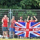 British fans with Union flag tribute to Jules Bianchi at Formula One World Championship, Rd10, Hungarian Grand Prix, Qualifying, Hungaroring, Hungary, Saturday 25 July 2015. © Sutton Motorsport Images