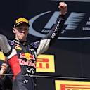 Daniil Kvyat (RUS) Red Bull Racing celebrates on the podium at Formula One World Championship, Rd10, Hungarian Grand Prix, Race, Hungaroring, Hungary, Sunday 26 July 2015. © Sutton Motorsport Images