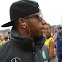 Lewis Hamilton (GBR) Mercedes AMG F1 on the drivers parade at Formula One World Championship, Rd10, Hungarian Grand Prix, Race, Hungaroring, Hungary, Sunday 26 July 2015. © Sutton Motorsport Images
