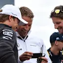 Nico Rosberg (GER) Mercedes AMG F1, Jenson Button (GBR) McLaren and Romain Grosjean (FRA) Lotus F1 on the drivers parade at Formula One World Championship, Rd10, Hungarian Grand Prix, Race, Hungaroring, Hungary, Sunday 26 July 2015. © Sutton Motorsport Images