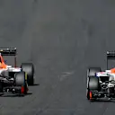 Roberto Merhi (ESP) Manor GP and Will Stevens (GBR) Manor GP battle at Formula One World Championship, Rd10, Hungarian Grand Prix, Race, Hungaroring, Hungary, Sunday 26 July 2015. © Sutton Motorsport Images