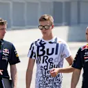 Daniil Kyvat (RUS) Red Bull Racing walks the track with Gianpiero Lambiase (ITA) Red Bull Racing Race Engineer at Formula One World Championship, Rd10, Hungarian Grand Prix, Preparations, Hungaroring, Hungary, Thursday 23 July 2015. © Sutton Motorsport Images