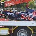 The car of Carlos Sainz (ESP) Scuderia Toro Rosso STR10 is recovered after spinning into the gravel in FP1 at Formula One World Championship, Rd12, Italian Grand Prix, Practice, Monza, Italy, Friday 4  September 2015. © Sutton Motorsport Images
