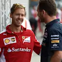 Sebastian Vettel (GER) Ferrari talks with Christian Horner (GBR) Red Bull Racing Team Principal at Formula One World Championship, Rd12, Italian Grand Prix, Practice, Monza, Italy, Friday 4  September 2015. © Sutton Motorsport Images