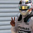 Pole sitter Lewis Hamilton (GBR) Mercedes AMG F1 celebrates in parc ferme at Formula One World Championship, Rd12, Italian Grand Prix, Qualifying, Monza, Italy, Saturday 5  September 2015. © Sutton Motorsport Images