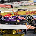 The car of Daniel Ricciardo (AUS) Red Bull Racing RB11 is recovered after stopping on track in FP3 at Formula One World Championship, Rd12, Italian Grand Prix, Qualifying, Monza, Italy, Saturday 5  September 2015. © Sutton Motorsport Images