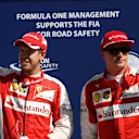 Sebastian Vettel (GER) Ferrari and Kimi Raikkonen (FIN) Ferrari celebrates in parc ferme at Formula One World Championship, Rd12, Italian Grand Prix, Qualifying, Monza, Italy, Saturday 5  September 2015. © Sutton Motorsport Images