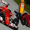 Shell announce new innovation partnership with Ferrari on the Monza banking with F1 car and Ferrari 166 F2 car at Formula One World Championship, Rd12, Italian Grand Prix, Qualifying, Monza, Italy, Saturday 5  September 2015. © Sutton Motorsport Images