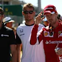 Romain Grosjean (FRA) Lotus F1, Jenson Button (GBR) McLaren and Sebastian Vettel (GER) Ferrari on the drivers parade at Formula One World Championship, Rd12, Italian Grand Prix, Race, Monza, Italy, Sunday 6  September 2015. © Sutton Motorsport Images