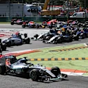 Lewis Hamilton (GBR) Mercedes AMG F1 W06 leads at the start of the race at Formula One World Championship, Rd12, Italian Grand Prix, Race, Monza, Italy, Sunday 6  September 2015. © Sutton Motorsport Images