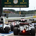 Cars leave pit lane at Formula One World Championship, Rd14, Japanese Grand Prix, Qualifying, Suzuka, Japan, Saturday 26 September 2015. © Sutton Motorsport Images