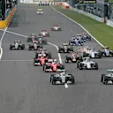 Lewis Hamilton (GBR) Mercedes AMG F1 W06 and Nico Rosberg (GER) Mercedes AMG F1 W06 battle for position at the start of the race at Formula One World Championship, Rd14, Japanese Grand Prix, Race, Suzuka, Japan, Sunday 27 September 2015. © Sutton Motorsport Images