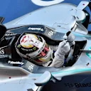 Race winner Lewis Hamilton (GBR) Mercedes AMG F1 W06 celebrates in parc ferme at Formula One World Championship, Rd14, Japanese Grand Prix, Race, Suzuka, Japan, Sunday 27 September 2015. © Sutton Motorsport Images