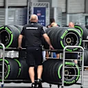 Mercedes AMG F1 mechanic and Pirelli tyres at Formula One World Championship, Rd14, Japanese Grand Prix, Preparations, Suzuka, Japan, Thursday 24 September 2015. © Sutton Motorsport Images