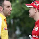 Cyril Abiteboul (FRA) Renault Sport and Sebastian Vettel (GER) Ferrari  at Formula One World Championship, Rd2, Malaysian Grand Prix, Practice, Sepang, Malaysia, Friday 27  March 2015. © Sutton Motorsport Images
