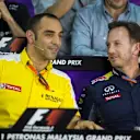 Cyril Abiteboul (FRA) Renault Sport and Christian Horner (GBR) Red Bull Racing Team Principal in the Press Conference at Formula One World Championship, Rd2, Malaysian Grand Prix, Practice, Sepang, Malaysia, Friday 27  March 2015. © Sutton Motorsport Images