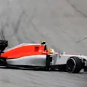 Roberto Merhi (ESP) Manor GP spins in Free Practice Three at Formula One World Championship, Rd2, Malaysian Grand Prix, Qualifying, Sepang, Malaysia, Saturday 28  March 2015. © Sutton Motorsport Images