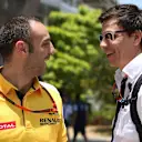 Cyril Abiteboul (FRA) Renault Sport and Toto Wolff (AUT) Mercedes AMG F1 Director of Motorsport at Formula One World Championship, Rd2, Malaysian Grand Prix, Qualifying, Sepang, Malaysia, Saturday 28  March 2015. © Sutton Motorsport Images