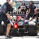 Daniil Kvyat (RUS) Red Bull Racing RB11 makes a pit stop at Formula One World Championship, Rd2, Malaysian Grand Prix, Qualifying, Sepang, Malaysia, Saturday 28  March 2015. © Sutton Motorsport Images