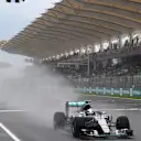 Pole sitter Lewis Hamilton (GBR) Mercedes AMG F1 W06 takes the chequered flag at Formula One World Championship, Rd2, Malaysian Grand Prix, Qualifying, Sepang, Malaysia, Saturday 28  March 2015. © Sutton Motorsport Images