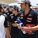 Fernando Alonso (ESP) McLaren and Carlos Sainz jr (ESP) Scuderia Toro Rosso on the drivers parade at Formula One World Championship, Rd2, Malaysian Grand Prix, Race, Sepang, Malaysia, Sunday 29 March 2015. © Sutton Motorsport Images