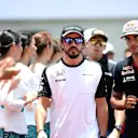 Fernando Alonso (ESP) McLaren and Carlos Sainz jr (ESP) Scuderia Toro Rosso on the drivers parade at Formula One World Championship, Rd2, Malaysian Grand Prix, Race, Sepang, Malaysia, Sunday 29 March 2015. © Sutton Motorsport Images