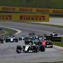 Lewis Hamilton (GBR) Mercedes AMG F1 W06 leads at the start of the race at Formula One World Championship, Rd2, Malaysian Grand Prix, Race, Sepang, Malaysia, Sunday 29 March 2015. © Sutton Motorsport Images