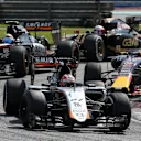 Nico Hulkenberg (GER) Force India VJM08 leads Daniil Kvyat (RUS) Red Bull Racing RB11 at Formula One World Championship, Rd2, Malaysian Grand Prix, Race, Sepang, Malaysia, Sunday 29 March 2015. © Sutton Motorsport Images