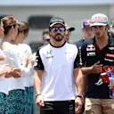 Fernando Alonso (ESP) McLaren and Carlos Sainz jr (ESP) Scuderia Toro Rosso on the drivers parade at Formula One World Championship, Rd2, Malaysian Grand Prix, Race, Sepang, Malaysia, Sunday 29 March 2015. © Sutton Motorsport Images