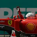 Sebastian Vettel (GER) Ferrari SF15-T celebrates winning at Formula One World Championship, Rd2, Malaysian Grand Prix, Race, Sepang, Malaysia, Sunday 29 March 2015. © Sutton Motorsport Images