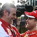 Maurizio Arrivabene (ITA) Ferrari Team Principal andSebastian Vettel (GER) Ferrari at Formula One World Championship, Rd2, Malaysian Grand Prix, Race, Sepang, Malaysia, Sunday 29 March 2015. © Sutton Motorsport Images