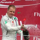 Valtteri Bottas (FIN) Williams FW37 celebrates with the champagne on the podium at Formula One World Championship, Rd17, Mexican Grand Prix, Race, Circuit Hermanos Rodriguez, Mexico City, Mexico, Sunday 1  November 2015. © Sutton Motorsport Images