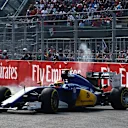 Felipe Nasr (BRA) Sauber C34 retires after spinning out at Formula One World Championship, Rd17, Mexican Grand Prix, Race, Circuit Hermanos Rodriguez, Mexico City, Mexico, Sunday 1  November 2015. © Sutton Motorsport Images