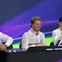 (L to R): Lewis Hamilton (GBR) Mercedes AMG F1, Nico Rosberg (GER) Mercedes AMG F1 and Valtteri Bottas (FIN) Williams in the Press Conference at Formula One World Championship, Rd17, Mexican Grand Prix, Race, Circuit Hermanos Rodriguez, Mexico City, Mexico, Sunday 1  November 2015. © Sutton Motorsport Images