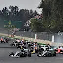 Nico Rosberg (GER) Mercedes AMG F1 W06 leads Lewis Hamilton (GBR) Mercedes AMG F1 W06 at the start of the race at Formula One World Championship, Rd17, Mexican Grand Prix, Race, Circuit Hermanos Rodriguez, Mexico City, Mexico, Sunday 1  November 2015. © Sutton Motorsport Images