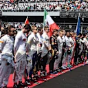 Drivers observe the National Anthem on the grid at Formula One World Championship, Rd17, Mexican Grand Prix, Race, Circuit Hermanos Rodriguez, Mexico City, Mexico, Sunday 1  November 2015. © Sutton Motorsport Images