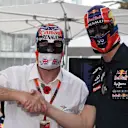 Nigel Mansell (GBR) and Daniil Kyvat (RUS) Red Bull Racing in Lucha Libre masks at Formula One World Championship, Rd17, Mexican Grand Prix, Preparations, Circuit Hermanos Rodriguez, Mexico City, Mexico, Thursday 29 October 2015. © Sutton Motorsport Images