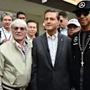 Bernie Ecclestone (GBR) CEO Formula One Group (FOM) with Enrique Pena Nieto (MEX) Mexican Prime Minister and Lewis Hamilton (GBR) Mercedes AMG F1 at Formula One World Championship, Rd17, Mexican Grand Prix, Preparations, Circuit Hermanos Rodriguez, Mexico City, Mexico, Thursday 29 October 2015. © Sutton Motorsport Images