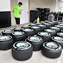 Mercedes AMG F1 Pirelli tyres at Formula One World Championship, Rd17, Mexican Grand Prix, Preparations, Circuit Hermanos Rodriguez, Mexico City, Mexico, Wednesday 28 October 2015. © Sutton Motorsport Images