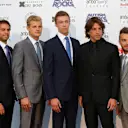 (L to R): Nico Hulkenberg (GER) Force India F1, Felipe Nasr (BRA) Sauber, Marcus Ericsson (SWE) Sauber, Daniil Kyvat (RUS) Red Bull Racing, Roberto Merhi (ESP) Manor GP, Will Stevens (GBR) Manor GP and Esteban Gutierrez (MEX) Ferrari Test and Reserve Driver at Amber Lounge Fashion Show, Le Meridien Beach Plaza, Monte Carlo, Monaco, 22 May 2015. © Sutton Motorsport Images