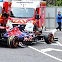 Max Verstappen (NDL) Scuderia Toro Rosso STR10 hit the barrier in FP3 at Formula One World Championship, Rd6, Monaco Grand Prix, FP3 , Monte-Carlo, Monaco, Saturday 23 May 2015. © Sutton Motorsport Images