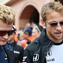 Marcus Ericsson (SWE) Sauber and Jenson Button (GBR) McLaren on the drivers parade at Formula One World Championship, Rd6, Monaco Grand Prix Race, Monte-Carlo, Monaco, Sunday 24 May 2015. © Sutton Motorsport Images