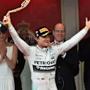 Race winner Nico Rosberg (GER) Mercedes AMG F1 celebrates on the podium with the trophy at Formula One World Championship, Rd6, Monaco Grand Prix Race, Monte-Carlo, Monaco, Sunday 24 May 2015. © Sutton Motorsport Images