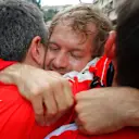 Sebastian Vettel (GER) Ferrari celebrates second place at Formula One World Championship, Rd6, Monaco Grand Prix Race, Monte-Carlo, Monaco, Sunday 24 May 2015. © Sutton Motorsport Images