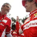 Second placed Sebastian Vettel (GER) Ferrari and Maurizio Arrivabene (ITA) Ferrari Team Principal celebrate at Formula One World Championship, Rd6, Monaco Grand Prix Race, Monte-Carlo, Monaco, Sunday 24 May 2015. © Sutton Motorsport Images