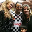 Paris Hilton (USA) with Felipe Massa (BRA) Williams, Rafaela Bassi (BRA) and son Felipinho Massa (BRA) at World Stars Football Match, Stade Luis II, Monaco, Tuesday 19 May 2015. © Sutton Motorsport Images