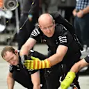 Mercedes AMG F1 mechanics at Formula One World Championship, Rd15, Russian Grand Prix, Qualifying, Sochi Autodrom, Sochi, Krasnodar Krai, Russia, Saturday 10 October 2015. © Sutton Motorsport Images