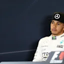 Lewis Hamilton (GBR) Mercedes AMG F1 in the press conference at Formula One World Championship, Rd15, Russian Grand Prix, Qualifying, Sochi Autodrom, Sochi, Krasnodar Krai, Russia, Saturday 10 October 2015. © Sutton Motorsport Images